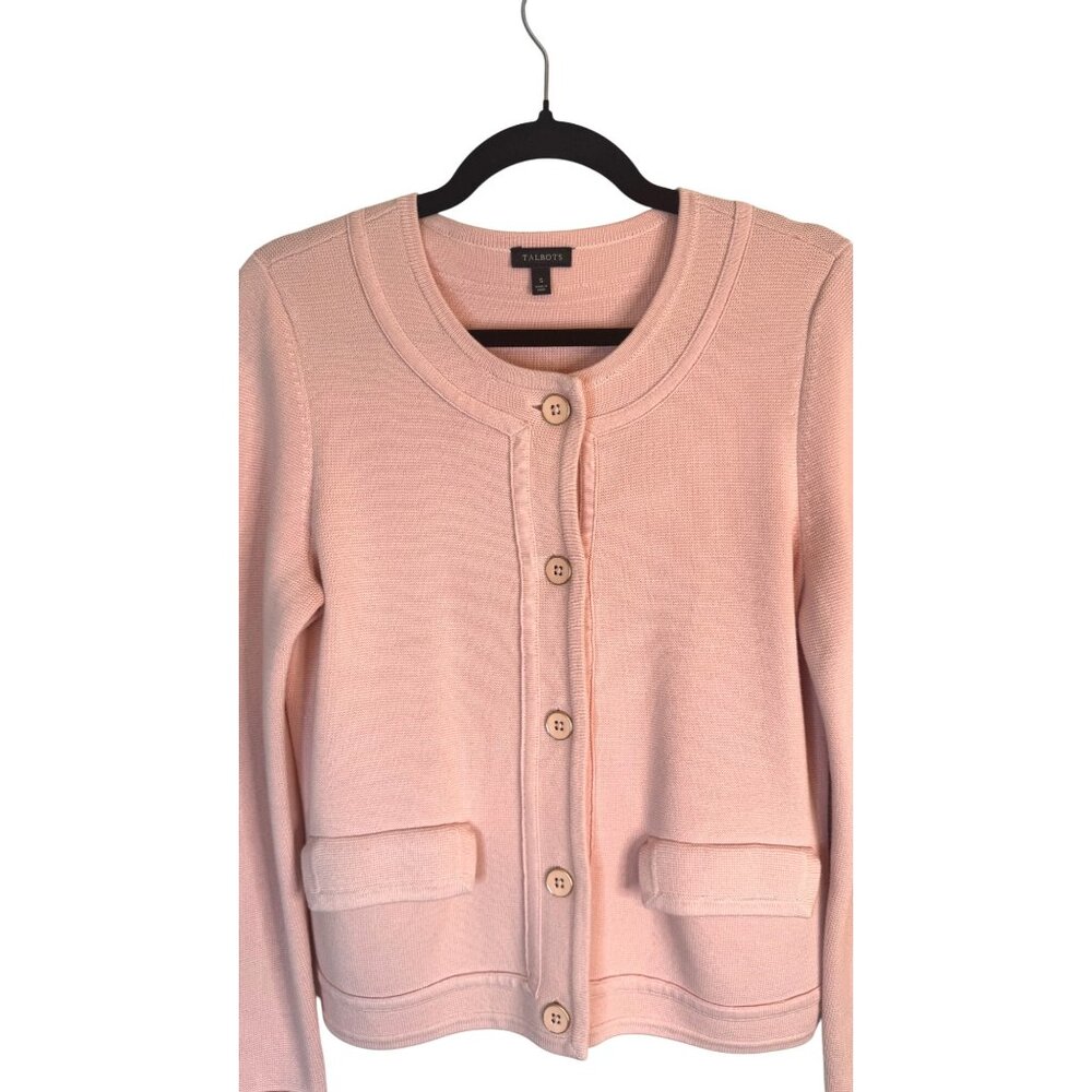 Talbots Size Small Light Pink Button-Front Cardig… - image 6